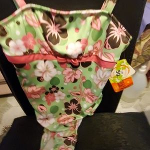Penelope Mack Girls SPF 50 Floral Swimsuit 6 NWT